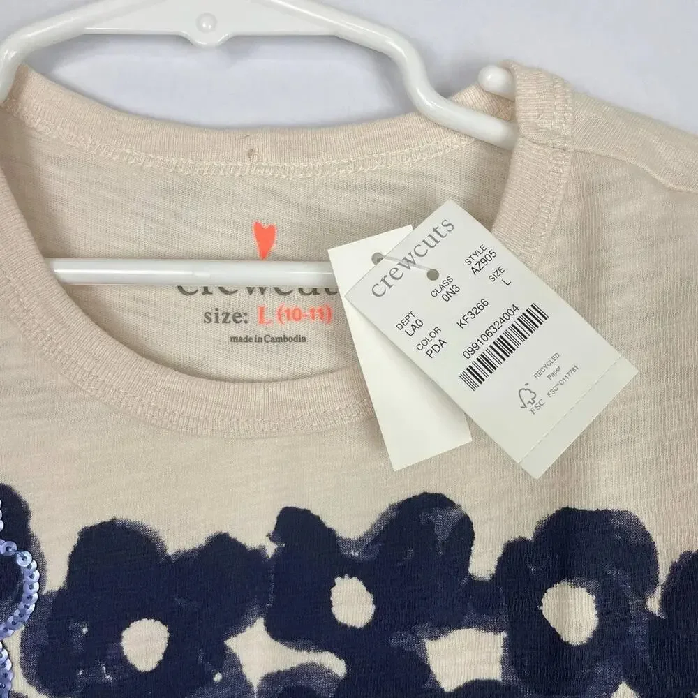 Crewcuts | NWT Cream Sequin Floral Shirt & Black White Gingham Leggings